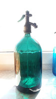 Régi nagy olajzöld szódásüveg 2 literes szódás üveg
