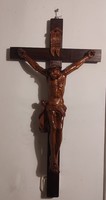 Korpusz, kereszt, faragott Jésus fa szobor kifeszített, egyházi stílusú gyönyörű különleges faragàs