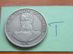 Colombia colombia 1 peso 1974 president simon bolivar #t