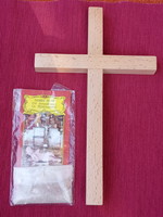 Cross from Bethlehem with small crucifix, olive branch, earth pattern