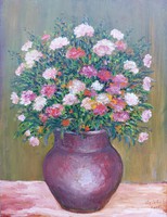 Flowers in a vase - still life (17x22.5 cm)