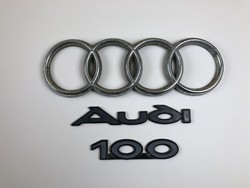 Audi 100 logo + inscription 1980s original factory oldtimer vintage vehicle