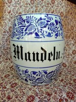 I'm priced !!! Antique onion pattern, faience container with mandeln inscription rare!
