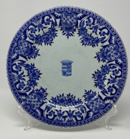 Antik, kobaltkék mintával és hercegi címerrel díszített porcelán tányér- CZ