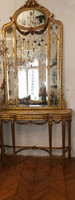 Gilded wooden console with mirror
