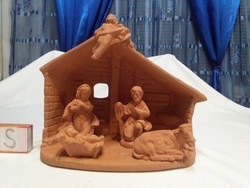 Betlehemi jászol, figurákkal - kerámia - karácsonyi dekoráció