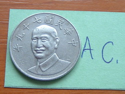 TAJVAN 10 DOLLÁR 1990 (79) Japán kajszi, Chiang Kai-shek #AC