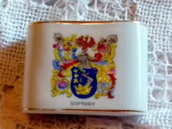 Coat of arms of Somogy county and Kaposvár Herend toothpick holder box 1940.
