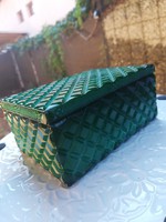 Zöld malachit üveg fedeles doboz