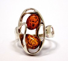 Silver ring with amber stones (zal-ag97820)