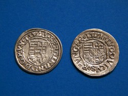 Ezüst denárok II. Lajos 1521 és I. Ferdinand 1546 Körmöczbánya