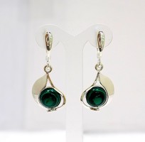 Silver earrings with malachite stone (zal-ag97789)