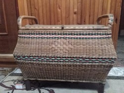 Old wicker seat with storage chest