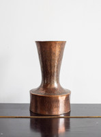 Jelzett Dömötör László vörösréz váza - réz / bronz iparművész ötvös fémműves retro váza