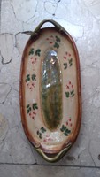 Ceramic serving bowl 28 cm long 16 cm wide, 20. Century marked