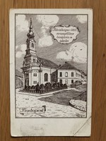 Antik Budapest - Bécsikapu - téri evangélikus templom és iskola képeslap - 1928