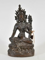 Zöld Tara istennő, antik bronzfigura, 18. század