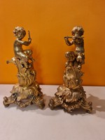 Pair old bronze decorations (putto)