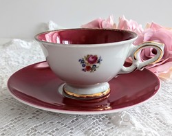 Wunsiedel Bavaria bordó virágos kávés csésze