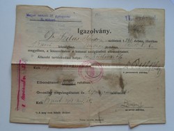 G21.510 Elbocsátó irat - Magyar N. 32. gyalogezred -Dr. Szilas Sándor 1918 november 13