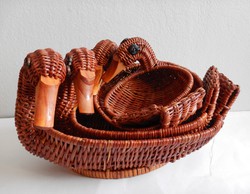 Duck-shaped cane baskets