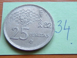 SPANYOL 25 PESETAS 1980 (80) '82 FOCI VB, Nikkel, Juan Carlos I.34.