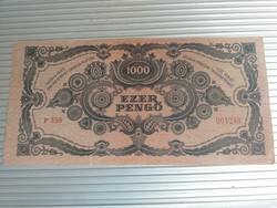 1945-ös 1000 Pengő MNB bélyeggel ALACSONY SORSZÁMOS