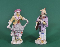 Couple, French antique porcelain figures, 19th century / edmé samson 1810-1891/