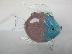 Retro ... Glass fish figure heavy piece 1 kg large size 21 cm