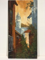 István Károlyi: Mediterranean cityscape, oil painting