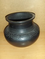 Fekete kerámia váza 18 cm Karcag (z)