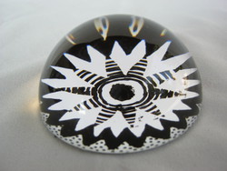 Retro ... Glass leaf weight black and white pattern