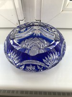 Blue lead crystal ashtray