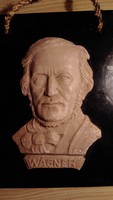 Richard Wagner  jelzett Putz János szobrász alkotása  dombormű fekete üveglapra ragasztva