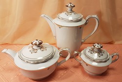Together, 3-piece gilded bavaria porcelain set, 1 tea pourer, 1 coffee pourer, 1 sugar tart