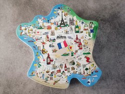 Francia kekszes doboz fémdoboz, Franciaország térképe formájú
