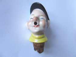 Régi, vicces, grotesz figurális porcelán dugó kis hibával