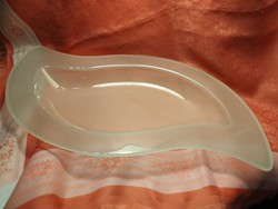 Eye-shaped milk glass centerpiece, serving