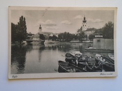 D184326 Régi képeslap Győr - Rába részlet - Magyar határvadász Képző bélyegző Tábori Posta 1947
