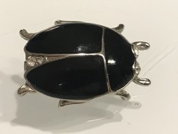Zománcozott scarabeus bross kristályokkal, 2,8 cm