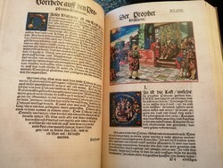 Luther Bibliája, két nagy kötet, az 1534-es kiadás facsimiléje, gyönyörű, színes metszetekkel.