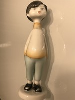 Hollóház porcelain boy, 12 cm high