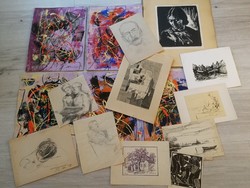 16 alkotás együtt aukción - kisebb gyűjtemény, Réti M.,Ilosvai,Ék, Kádár, stb.- 1 forintról.