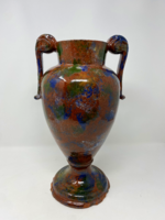 Large multi - colored, field - glazed ceramic vase - cz
