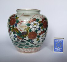 Porcelain faience vase with old, interesting oriental (Japanese or Chinese) patterned minolta europe 1976 inscription