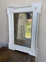 Old German antique mirror with white wooden frame