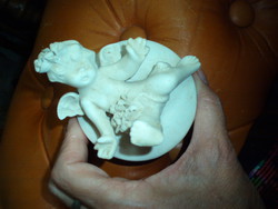 Vintage angyalkás biszkvit porcelán dobozka