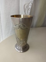 Silver-plated Art Nouveau alpaca glass baptismal glass