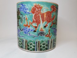 Huge chinese famille rose kirin brush holder porcelain