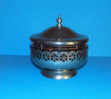 Antique marked metal sugar bowl bonbonier with lid (22 / d)